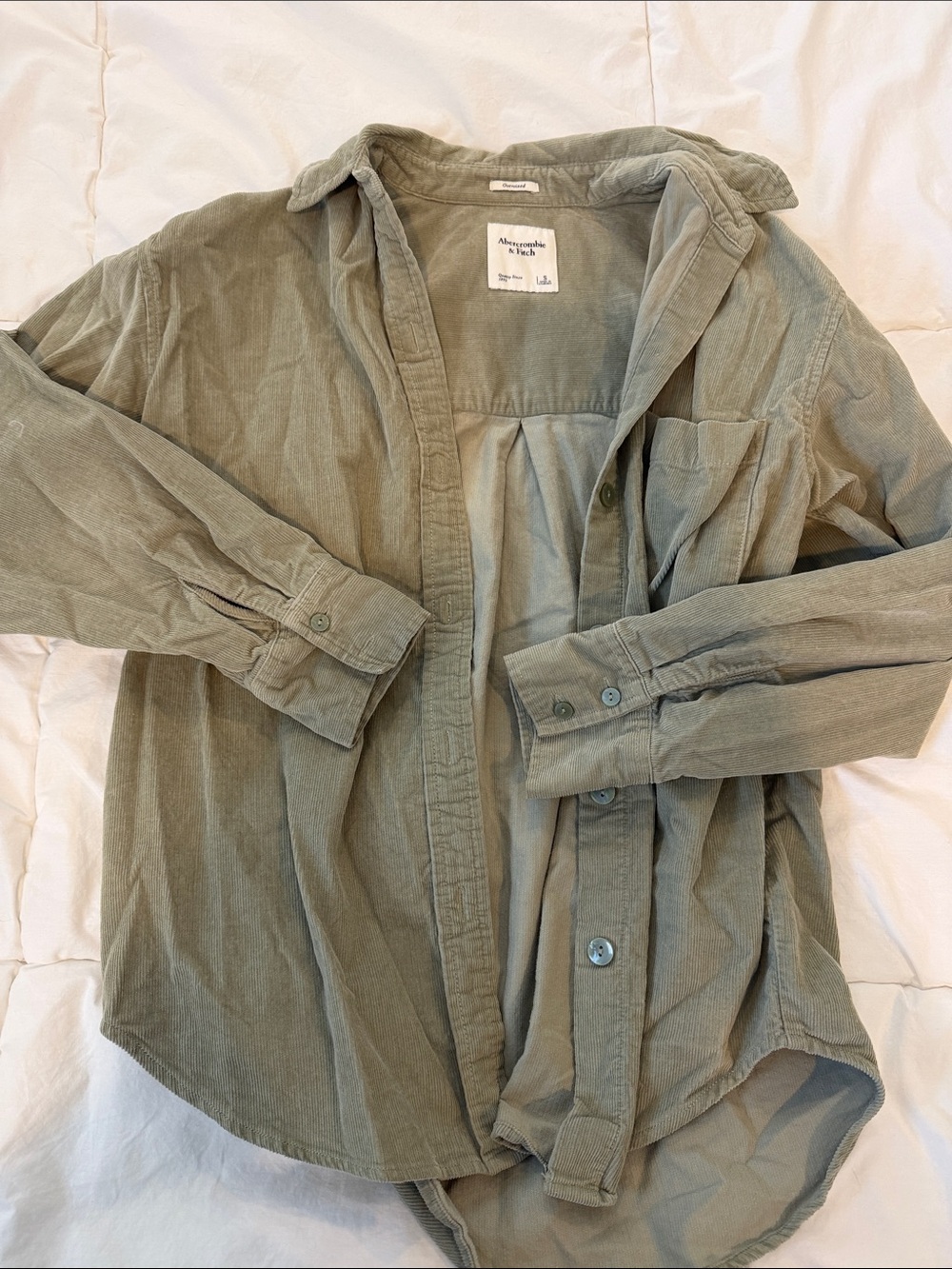 Abercrombie & Fitch Sage Green Corduroy Button-Down - Picture 2 of 4
